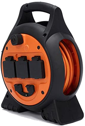 Hi-Gear Mobile Mains Roller Power Unit with 3 UK 3 Pin Sockets, 2 USB Sockets and 15 Metre Cable, Electric Hook Up for Camping, Ideal for Tents, Awnings, Caravans, Motorhomes, Boats, Orange, One Size