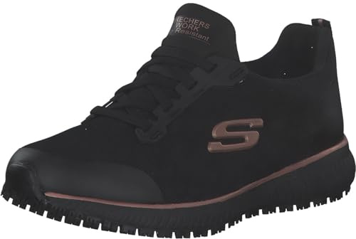 Skechers Squad Sr, Scarpe da ginnastica Donna, Black Flat Knit Rose Gold Trim, 41 EU