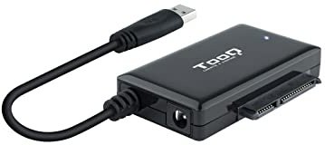 TOOQ TQHDA-01A - Adaptador USB 3.0 USB-A a SATA para Discos Duros de 2.5” y 3.5”, con Alimentador, Color Negro