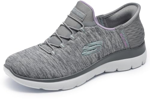 Skechers Mujer Summits Dazzling Haze Zapatillas, Gray Mesh/Multi Trim, 39 EU