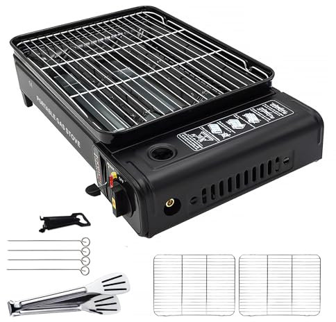 Kit de barbecue de camping - barbecue portable avec grille, poêle à gril, clip de poêle à barbecue - poêle de camping portable