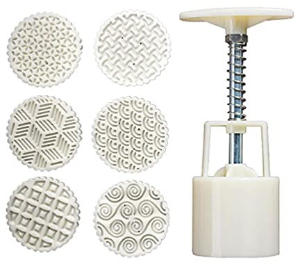 Ranuw Mondkuchenformen, japanische Streifenlinienform, Handdruck, Mondkuchen-Ausstecher für Küche, Backen, Kekse, Gadgets, Mondkuchenstempel, 6 Stück, 50 g