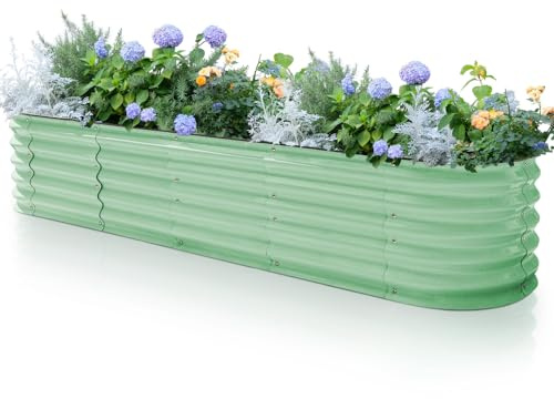 Byhagern Jardinière surélevée pour l'extérieur, revêtement antirouille avec bordure de sécurité, parterres de jardin surélevés pour légumes, fleurs, herbes (vert)