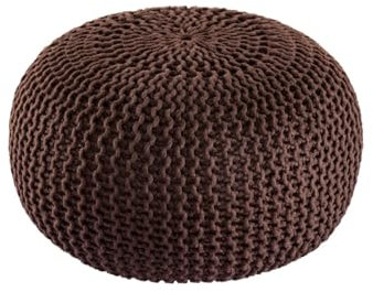 Amago home Premium Sitzhocker Pouf ø 45cm Strickpouf Indoor u. Outdoor - pflegeleicht & nachhaltig Farbe braun - Mocca