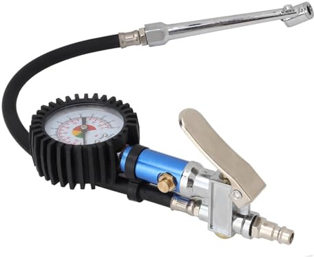Inflador de neumáticos con conector para gasolinera manómetro autoajustable manómetro de presión de neumáticos preciso con sensor de presión de aire y conexión de liberación rápida para coches motocic