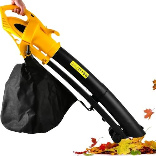 Souffleur de feuilles de jardin,aspirateur de jardin et broyeur de feuilles,souffleur électrique d'extérieur 3000W avec 6 modes de vitesse, sac de collecte de feuilles de 35 L,souffleur feuilles