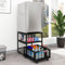 PUNCIA 50x50cm Mini Fridge Stand with Storage and Wheels Heavy Duty Mini Refrigerators with 4 Lockable Wheels Table Beverage Refrigerator Stand for Coffee Bar Fridge Car for Office Home Dorm Black