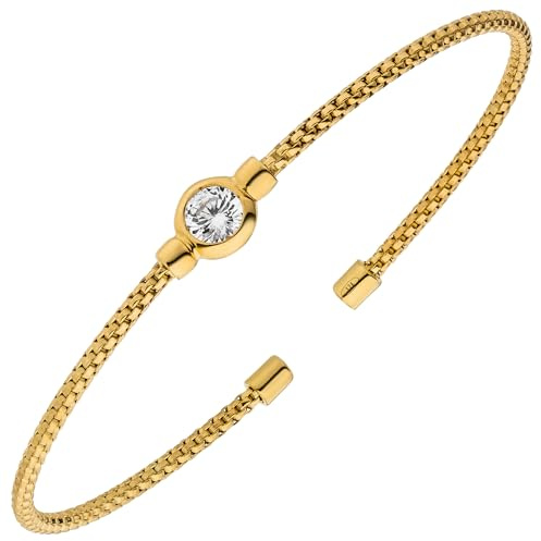 Jobo Damen-Armspange aus 925 Silber vergoldet mit Zirkonia 17,5 cm