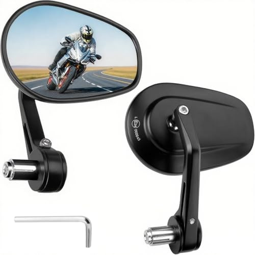 Motorrad Spiegel, Lenkerendenspiegel E-geprüft 360°drehbarer Lenkerspiegel Motorrad, Seitenspiegel Kompatibal für Scooter ATV Moped