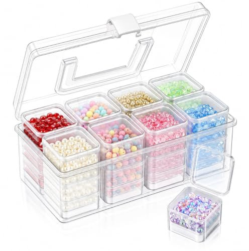 Xygobla 33Pcs Clear Plastic Bead Organiser Set | Small Storage Container Box with Hinged Lid, Craft Case System for Jewelry Making, DIY Beads, Screws & Small Parts