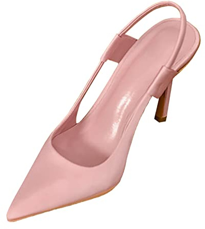 Slingpumps Donna Slingback Pumps Spitz Kitten Tacchi Scarpe da ballo Scarpe con tacco a piedi larghi Sling Ballerine da sera eleganti sandali larghi H, 012 rosa, 39 EU