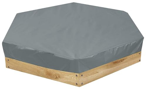 Copertura per sabbiera, Copertura impermeabile per sabbiera esagonale, Protezione esterna con blocco UV, Grigio, 55, 12x47, 24x7, 87 pollici