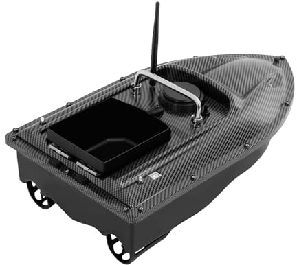 Pinuox Barca da pesca con erogatore 500 m – Barca RC con telecomando 110-240 V, barca con esca da pesca con luce notturna a LED e funzione di ribaltamento, carico 1,5 kg per fiumi e laghi