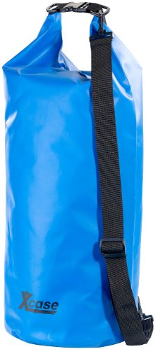 Xcase Schwimmsack wasserdicht: Wasserdichter Packsack 25 Liter, blau, aus strapazierfähiger LKW-Plane (Packsack Motorrad, Wasserdichter Sack Schwimmen, Reisetasche)