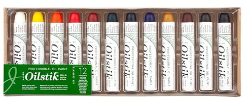 Jack Richeson 121502 Shiva Oil Paintstik, Professional Colors, Set of 12