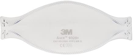 3M Respirateur Aura 9320+ FFP2, masque anti-poussière sans valve, filtre à faible résistance pour une respiration facile, masque de protection, certifié EN 149:2001+A1:2009