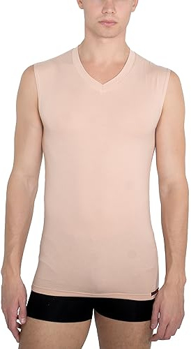 ALBERT KREUZ V-Unterhemd unsichtbar Business Herrenunterhemd aus Stretch-Baumwolle ohne Arm Hautfarbe Nude 7/XL