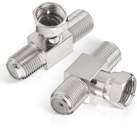Wlaniot Séparateur TV Type F Diviseur Antenne TV 3 Sorties 75 Ohm Connecteurs F Mâle à Double Femelle 3 Voies à Faible Perte Diviseur Antenne Satellite pour Décodeur, Tuner Satellite (2 Pièces)