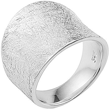 Vinani Damenring, 925 Sterling Silber – gewölbtes breites Massivband mit schlichter gebürsteter Oberfläche, elegantes minimalistisches Design, handgefertigter zeitloser, Größe 60 Modell 2RMX60