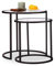 Relaxdays Beistelltische 2er Set, Satztisch, Sofatisch, mit Glasplatte, untereinander passend, HBT 50,5x50x50cm, schwarz