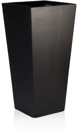 IDEALIST 65cm Tall Planter for Garden | Black Reinforced Stone Tapered Square Planter | Outdoor Pots with Drainage Holes L32 W32 H65 cm, 46 litres