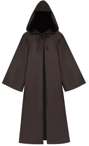 Bichingda Disfraz para adultos, bata con capucha, disfraz de vampiro, túnica con capucha, uniforme para cosplay, Halloween, Navidad, fiesta, marrón, XL