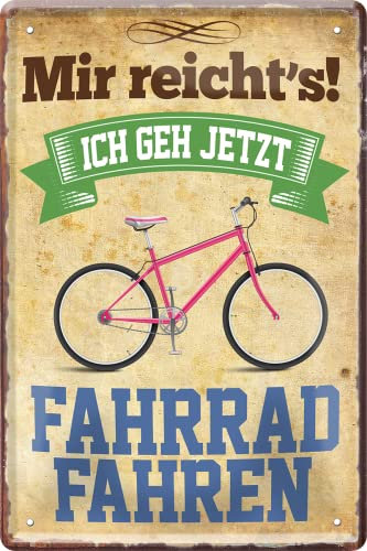 WOGEKA ART Retro Blechschild - Mir reicht´s, ich geh jetzt FAHRRAD FAHREN - Lustiger Spruch als Geschenkidee für FAHRRADFAHRER zu Geburtstag Weihnachten als Deko Schild 20x30 cm Metallschild 2280