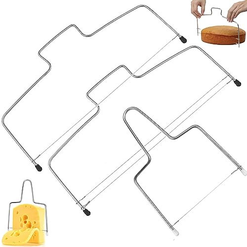 Venhvorer Tortenbodenteiler, Hochwertiger Tortenschneider 3 teiliges Set mit 2 gezahnten Schneiddrähten für perfekte Tortenböden