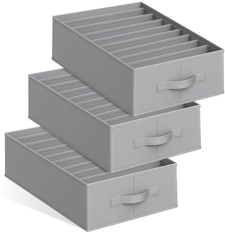 3 Pezzi Organizer Armadio Cassettiera per Jeans Organizer per cassetti impilabile e robusto Contenitori per armadio salvaspazio più spessi Scatole Portaoggetti con 6/7/9 Scomparti per Jeans, Maglione