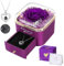 Firestyle Preserved Purple Real Rose with I Love You Necklace in 100 Languages-Eternal Flowers Rose Gifts for Her Women Mum Wife Girlfriend on Christmas Valentines Day Mothers Day Anniversary Birthday
