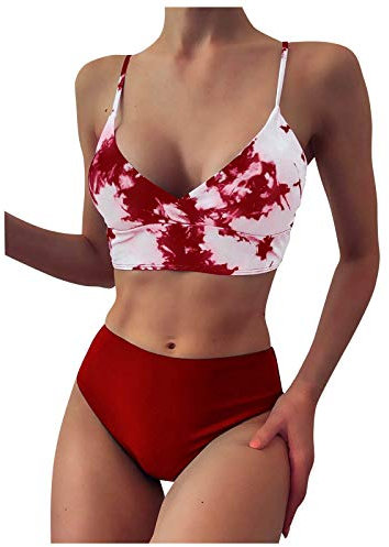 Damen-Bikini mit Hoher Taille Mit Blumenmuster, Bademode Zweiteiliger Badeanzug Strandmode Damen Sommer Damen Sport Badeanzug Push Up Badeanzüge Damen Floating Anzug Beachwear