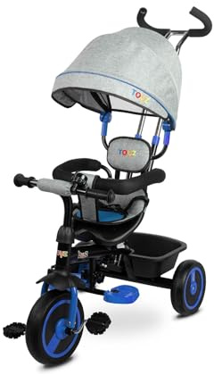 Toyz Buzz Triciclo y Cochecito 2 en 1 - Triciclo de Desarrollo para niños de 18 Meses a 3 años - Bicicleta Multifuncional hasta 25 kg - Asiento Reversible - 102 x 101 x 49 cm - Azul Marino