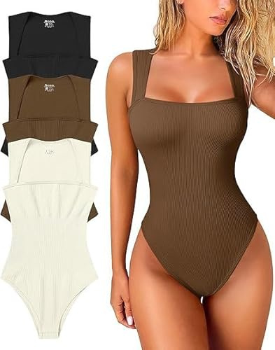 Body, Body Shapewear Contrôle du Ventre, Débardeurs de Contrôle du Ventre sans Manches à Col Carré, Body Shaper Grande Taille, Bodys pour Femmes (M,Vert armée)