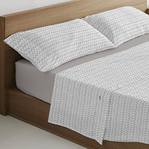 Juego de sábanas Cloe color gris. Cama de 150 (2 alm) cm. 4 piezas