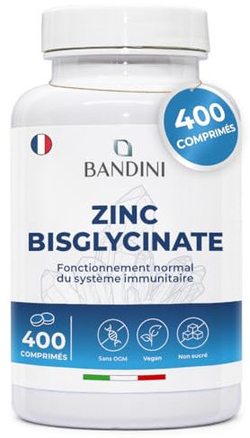 Bandini® Zink-Bisglycinat 400 Tabletten (13 Monatsvorrat), Hochdosiertes Veganes Ergänzungsmittel, Reines Zink für Haut, Haare, Augenlicht und Immunsystem, Hoch Absorbiert, Alternative zu Kapseln