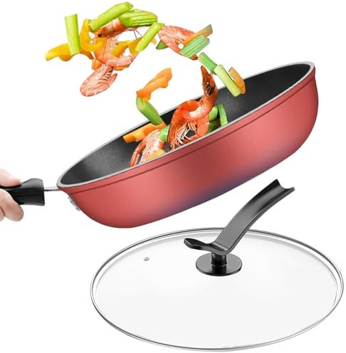 Generico Icke-stick stekpannor - non-stick induktionsstekpanna med lock | ergonomisk kökspanna för frukost snacks pannkaka biff | gaselinduktionsverktyg P
