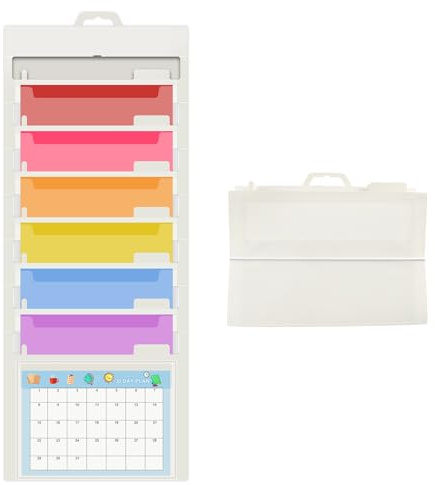Yuunaie Hanging Wall Files Organizer, File Folder with Hanging 6 Pockets, File Storage with Tags and Hook, Cascading Wall Folder Portable and Foldable File Organizer