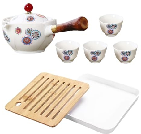 Ciieeo tè Portatile Automatico con Teiera e Tazze in Materiale Resistente Filtro e Protettivo per Viaggi e attività all Aperto Come Regalo per Speciali