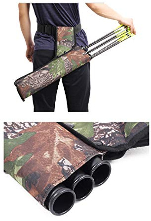 Archery Arrow Quiver Holder 3 Tubes Back Waist Shoulder Bag Pouch Bow Target (Camouflage)