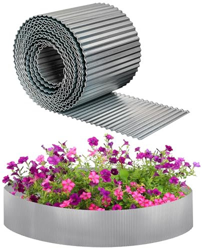 JonesHouseDeco Rotolo di bordo per prato da giardino in metallo zincato, 6 m, stretto ondulato, altezza 15,24 cm, bordi resistenti, per aiuole fai da te, prati, vialetti K653A01