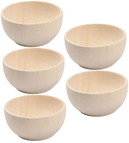 CORHAD 5pcs Unfinished Wooden Craft Bowls DIY Bowls for Boy Girl Smooth Blank Surface for Creative Decoration Wood for Arts and Crafts Projects
