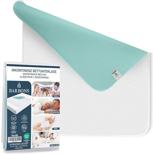 Barbons - Protector de colchón para incontinencia, 70 x 100 cm, impermeable, lavable, 70 x 100 cm