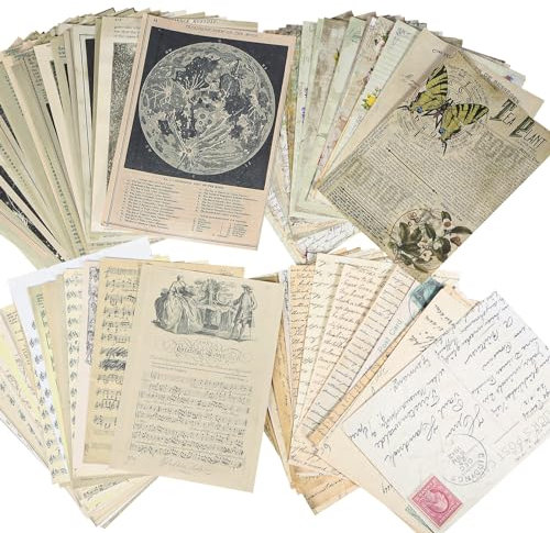 120 Stk 15,5x20,5cm Scrapbooking Papier Deko Vintage Bastelpapier Washi Dekopapier Designpapier Scrapbook Zubehör für Fotoalbum Tagebuch Notizbuch Sammelalbum Bullet Journal DIY Kunst und Handwerk