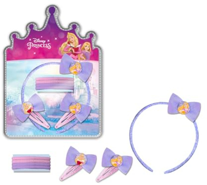 Set Accessori Capelli Principesse Disney per Bambine,Cerchietto, Elastici, Mollettine Clip, Kit di Accessori per Cappelli,Idea Regalo, 2+ Anni