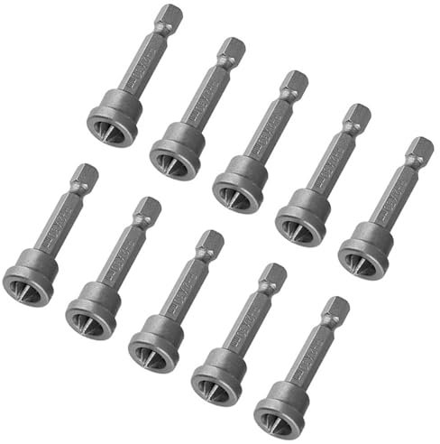 Yctze 10PCS 50mm Ph2 Hex Shank Magnetic Screwdriver Bits Set Drywall Plasterboard Locating Ideal for Gyproc Rigips Placoplatre Includes Dimple Drill a