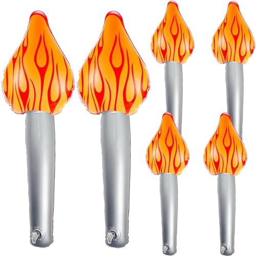 Torche Gonflable, 6 Pièces Ballon Torche Gonflable Torche Gonfle Nouveauté Durable, Flamme Torche Gonflable Jeux Decoration pour Compétitions Sportives