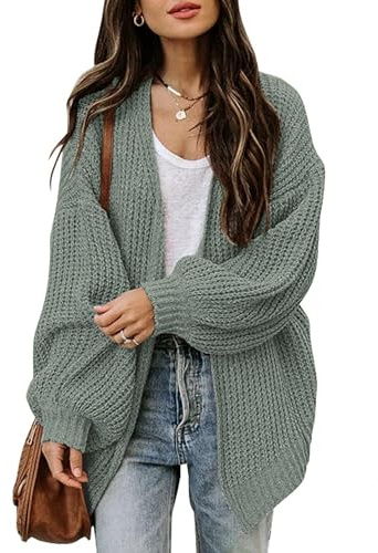 Jhsnjnr Cardigan épais ouvert à l'avant pour femme - Manteau tricoté surdimensionné - Pull automne à manches longues - Cardigan chaud