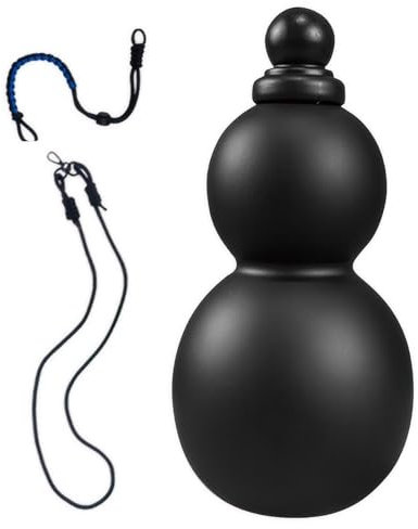 Hmtbet kürbistasse wärmflaschen, 900 ml auslaufsichere Trinkflasche, Weinflasche im chinesischen Stil, Wasserkürbis für Outdoor-Angeln,Schwarz