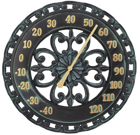 Termómetro vintage para jardín, no requiere batería, termómetro decorativo para colgar, varilla de jardín, termómetro exterior para terraza, patio y jardín