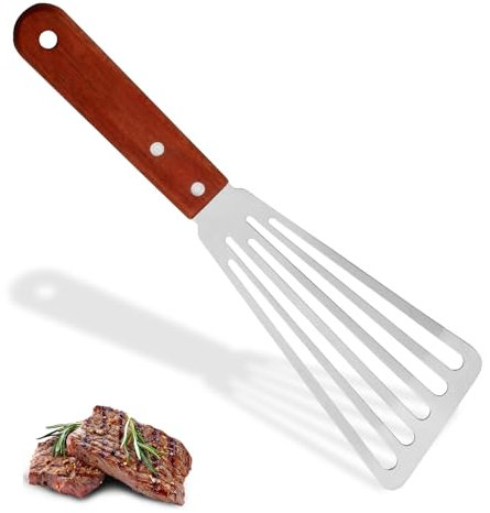 Spatola in Acciaio Inox, Paletta Cucina per Pesce Pancake Omelette Bistecca e Polpettone, Design Smussato per Capovolgere e Tagliare con Lama da 16 cm e Lunghezza Totale di 28 cm